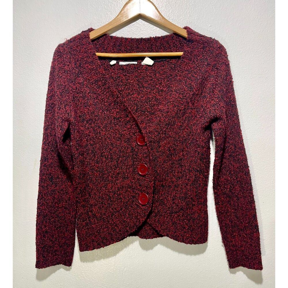 VTG sweater cardigan Y2K cropped romantic burgundy red winter casual women M
